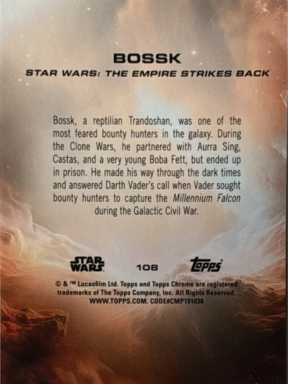 Topps Chrome Star Wars Bossk Trading Card - Picture 2 of 2